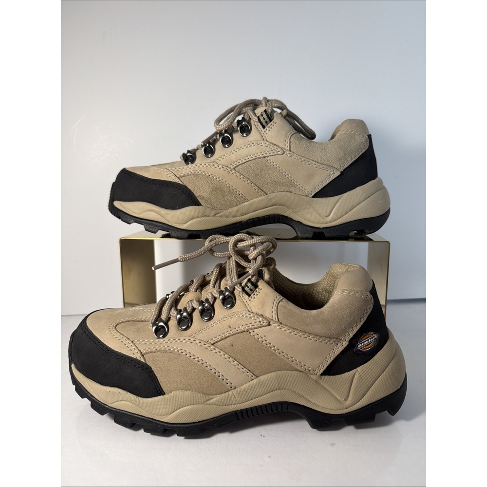 Womens Dickies Steel Toe Boots Size 7.5 Work Boot Black/Beige